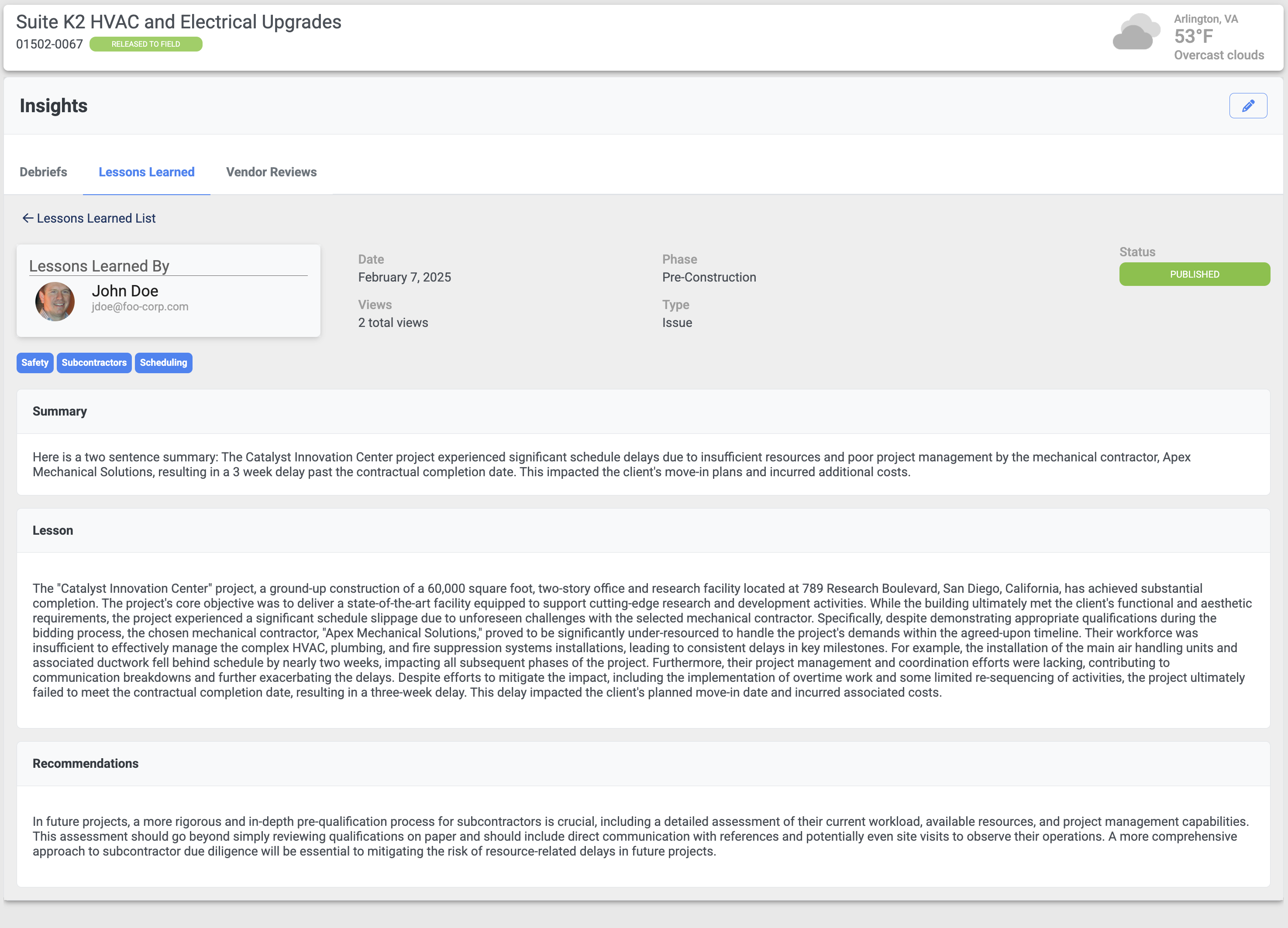 Project Insights and Lessons Learned
